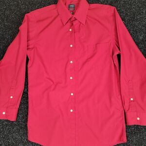 Arrow Classic Fit No Iron Dress Shirt Men's 15 32/33 Red Long Sleeve Button Up